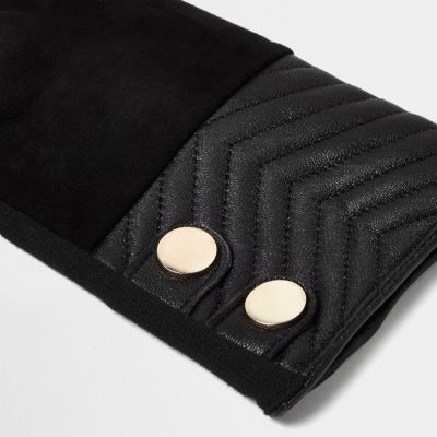 Black quilted suede gloves